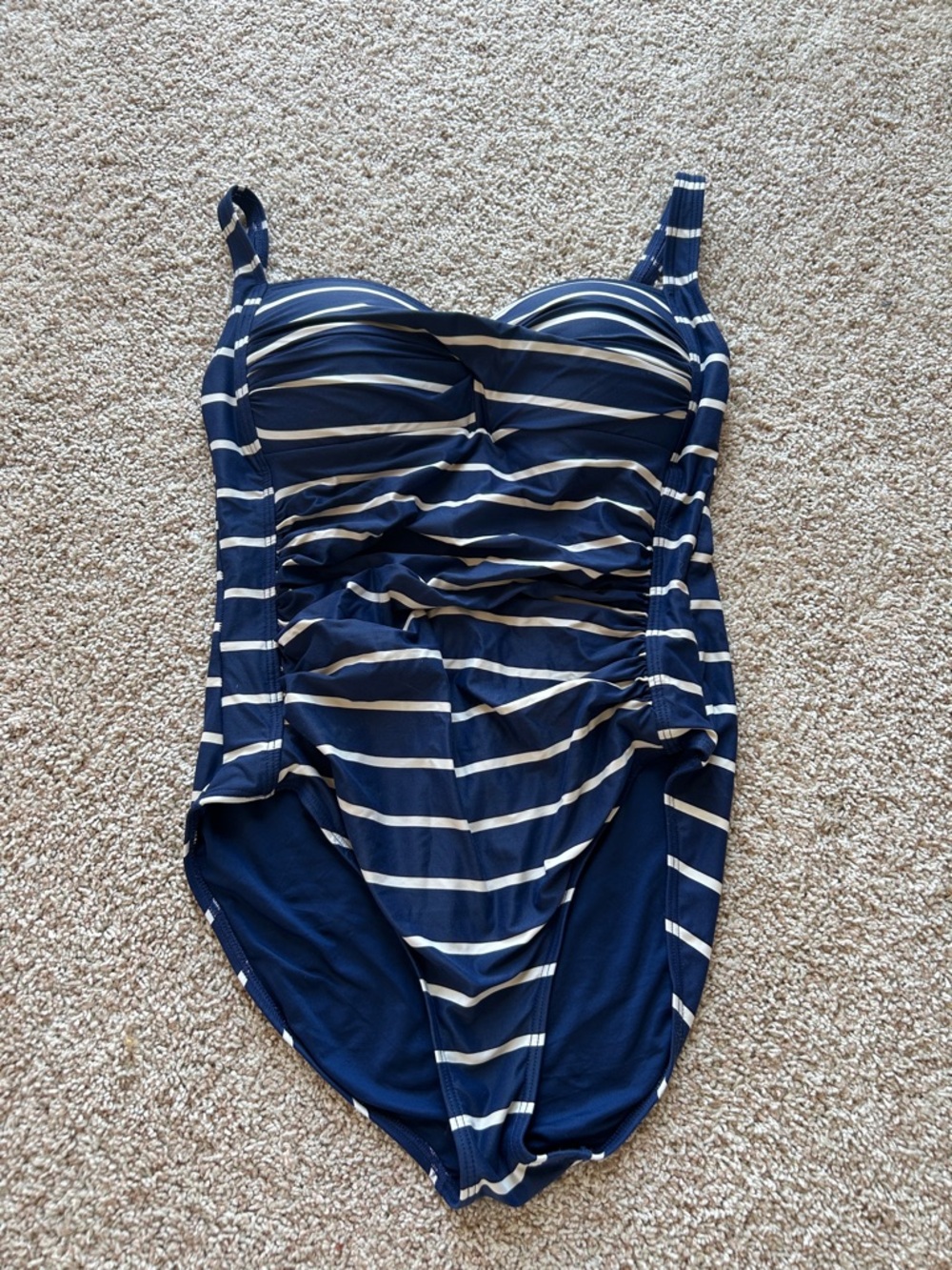 Navy and White Striped One-Piece Swimsuit